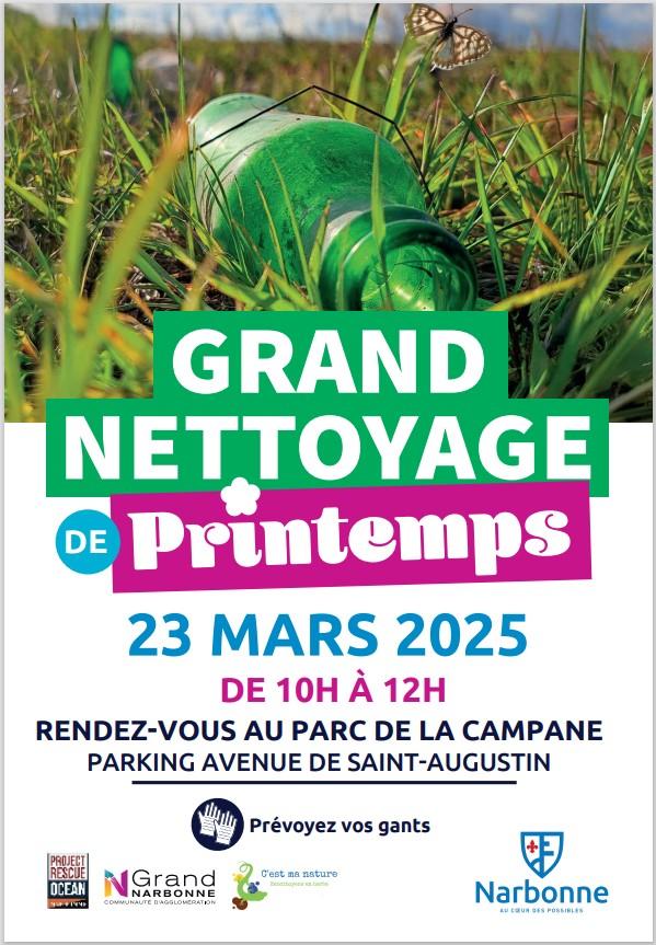 Affiche grand nettoyage de printemps dimanche 23 mars 2025